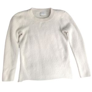 Club Monaco Ivory Ribbed Crew Neck Sweater